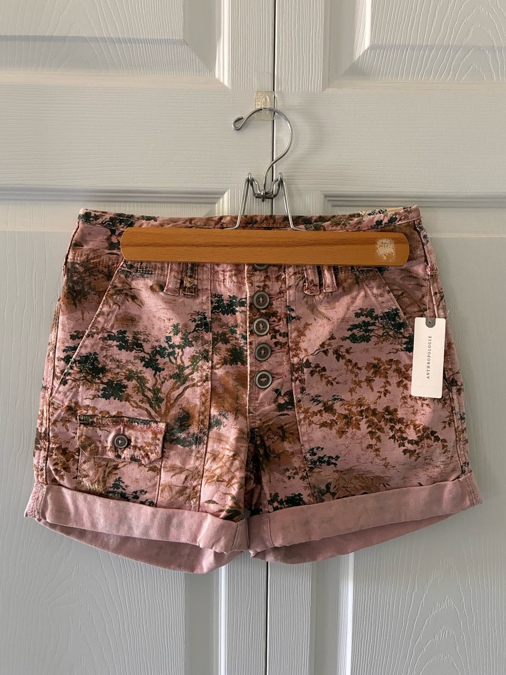 Pilcro The Wanderer Pink Button-Front Jean Shorts size 24